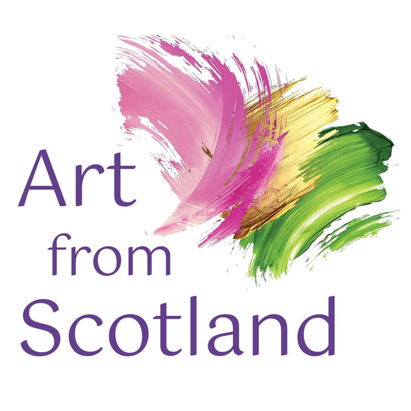 Logo for 'Art from Scotland Gallery' with colorful brush strokes on a white background.