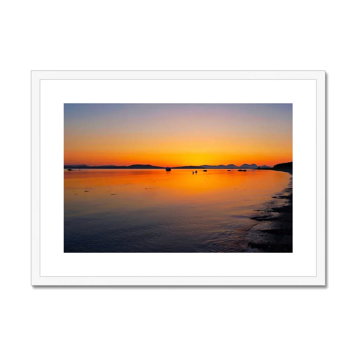 Gigha & Jura Sunset Framed Mounted Print - Kevin Hunter
