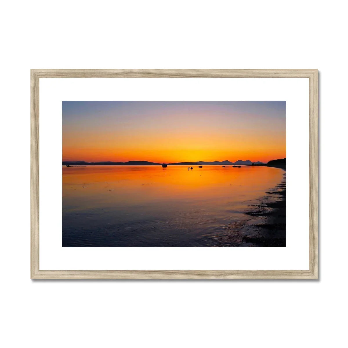 Gigha & Jura Sunset Framed Mounted Print - Kevin Hunter