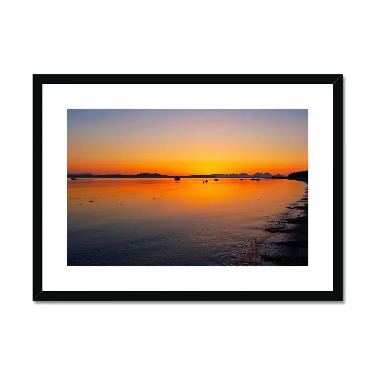 Gigha & Jura Sunset Framed Mounted Print - Kevin Hunter